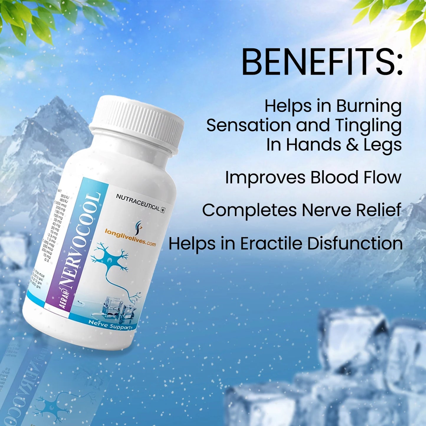 LongLiveLives Nervocool – Diabetic Neuropathy Relief Capsules for Tingling, Numbness & Burning Feet