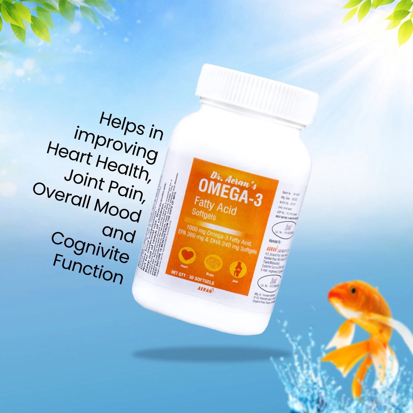 Omega-3 Fish Oil Capsules – Brain, Heart & Joint Health Support (60 Capsules)