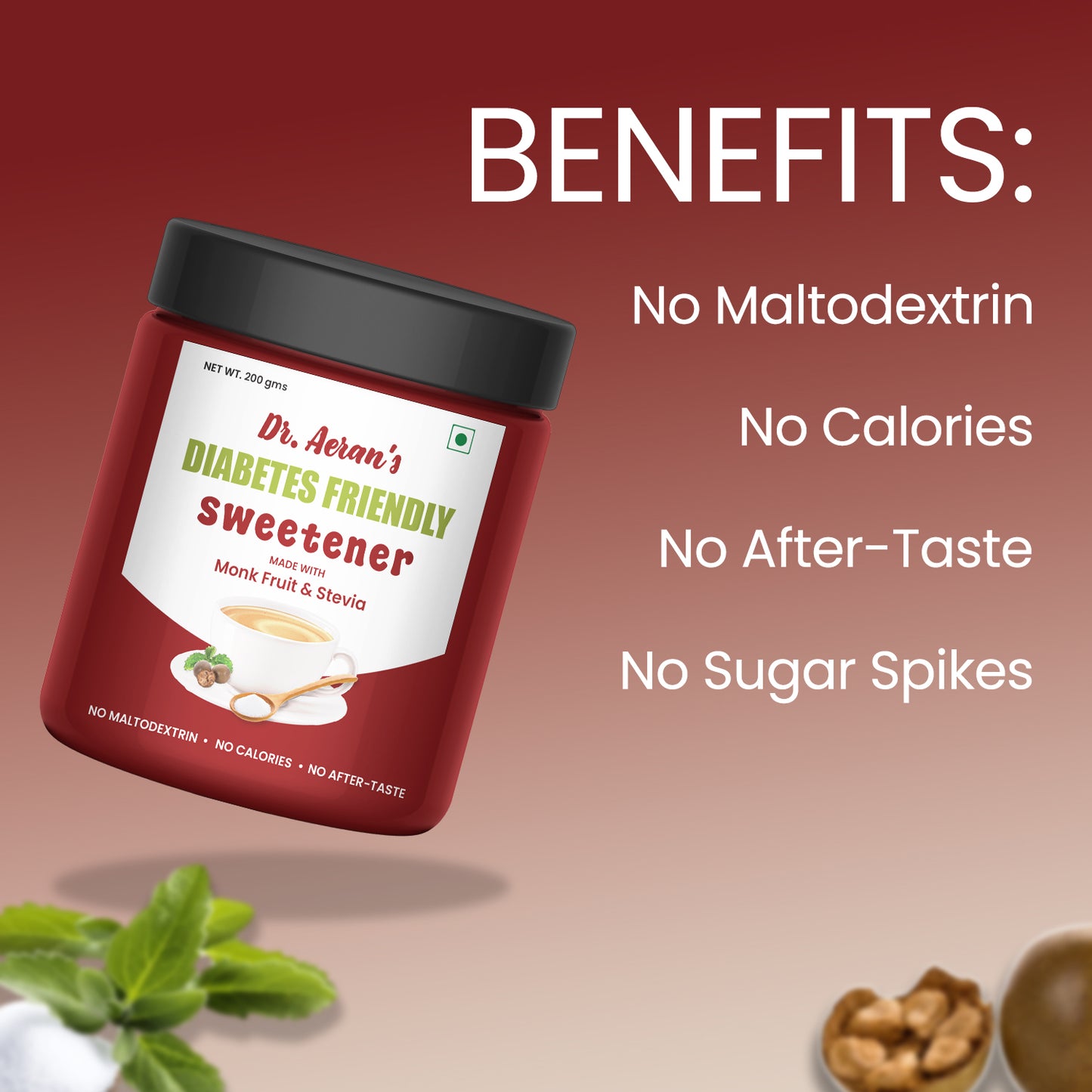 Diabetes Friendly Zero sugar | Monk Fruit Sweetener | 1:1 Sugar replacer | Zero Calories – Zero Carb Keto Friendly