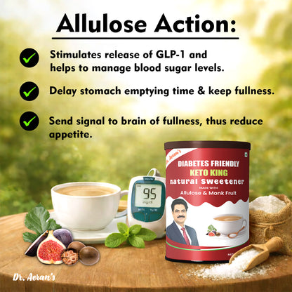 Allulose & Monk Fruit Keto King Natural Low Calorie Sweetener | Zero Sugar Substitute | Diabetes Friendly