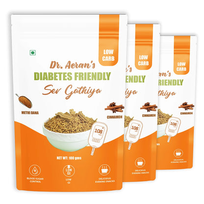 Dr. Aeran’s Diabetes Friendly Sev Gathiya( pack of 3 - 100gm each)