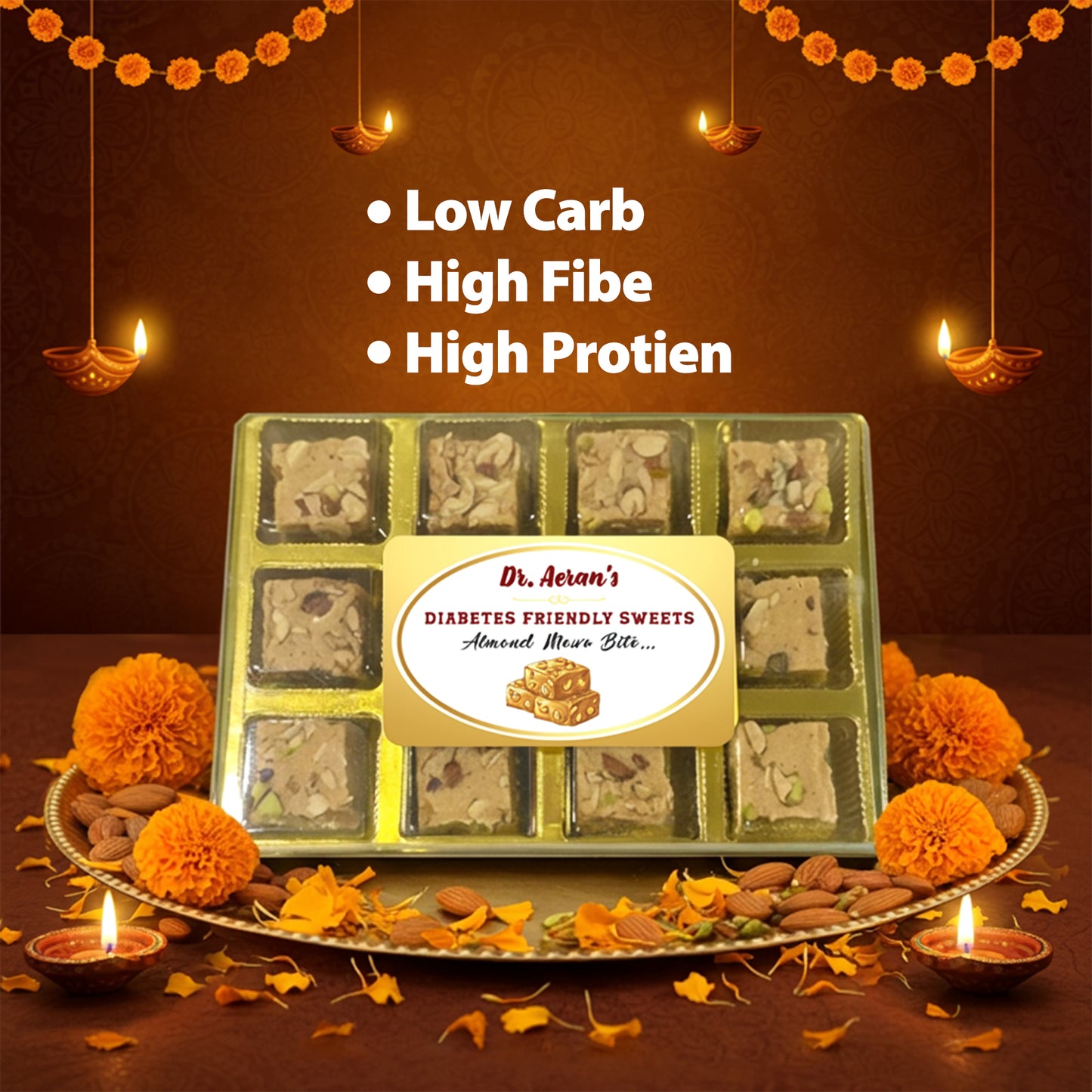 Dr. Aeran’s Almond Mewa Bite – Sugar Free Sweet, High Protein & Fiber