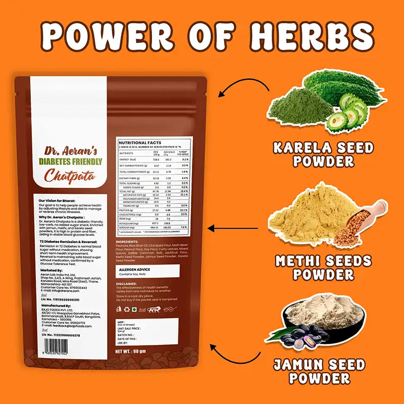 Dr. Aeran's Diabetic Friendly Chatpata Namkeen (Pack Of 3 - 100gm each)