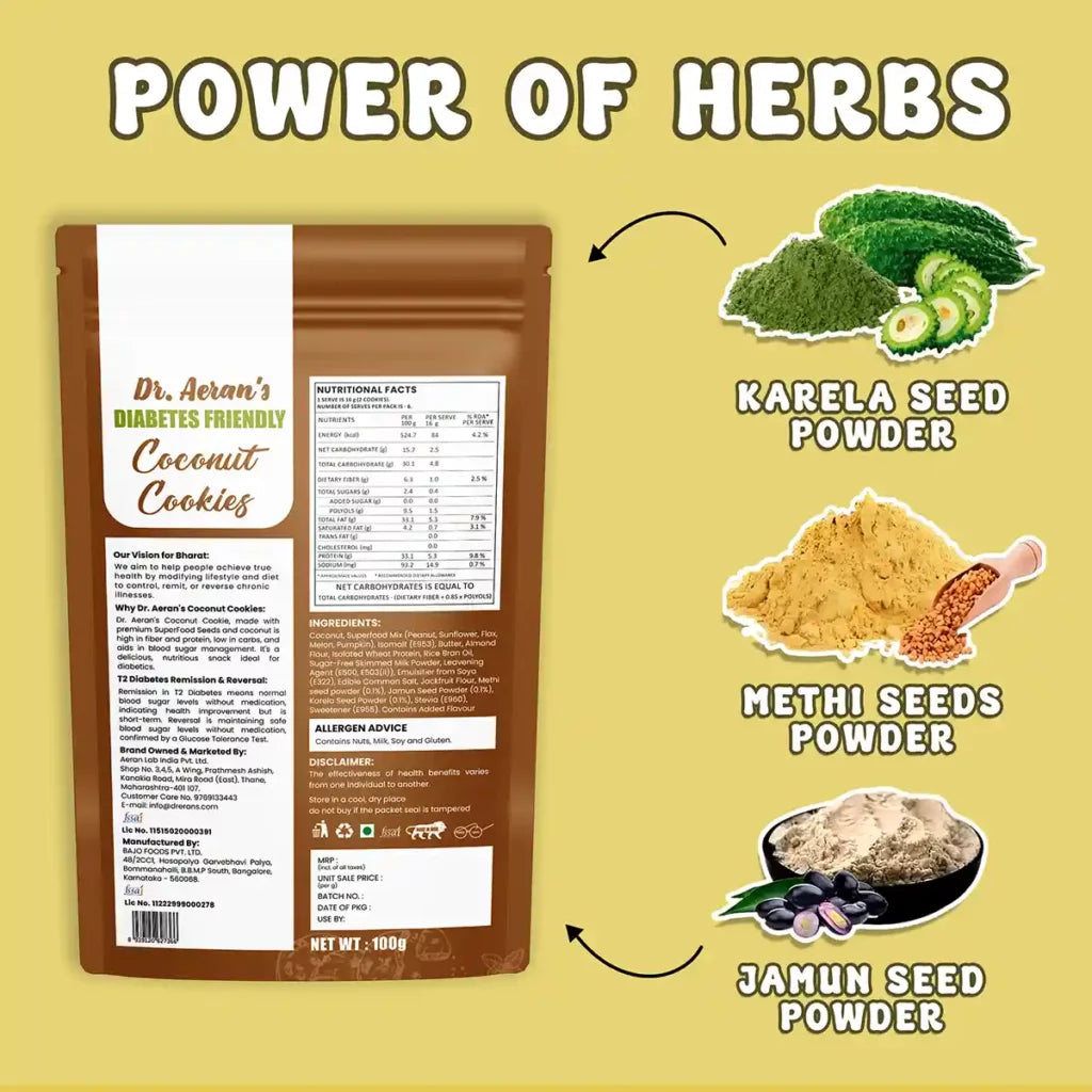 Dr Aeran’s Diabetes Friendly Coconut Cookies - Pack of 3(100gm each)