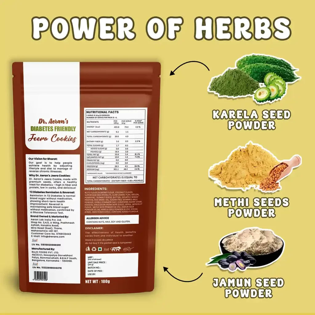 Dr. Aeran’s Diabetes Friendly Jeera Cookies - Pack of 3(100gm each)