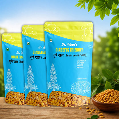 Dr. Aeran’s Lupin Dal 100g (PACK OF 3) | Diabetes Friendly Lupin Dal (Split) – High Protein, High Fiber, Low Carb Superfood