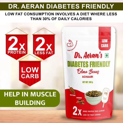 Dr. Aeran’s Diabetes Friendly Edamame Beans – Achaari (pack of 3 - 100gm each)