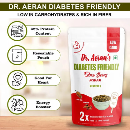 Dr. Aeran’s Diabetes Friendly Edamame Beans – Achaari (pack of 3 - 100gm each)