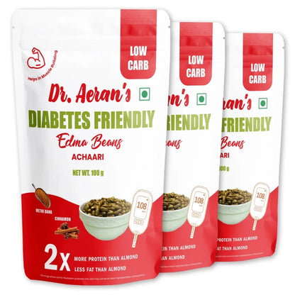 Dr. Aeran’s Diabetes Friendly Edamame Beans – Achaari (pack of 3 - 100gm each)