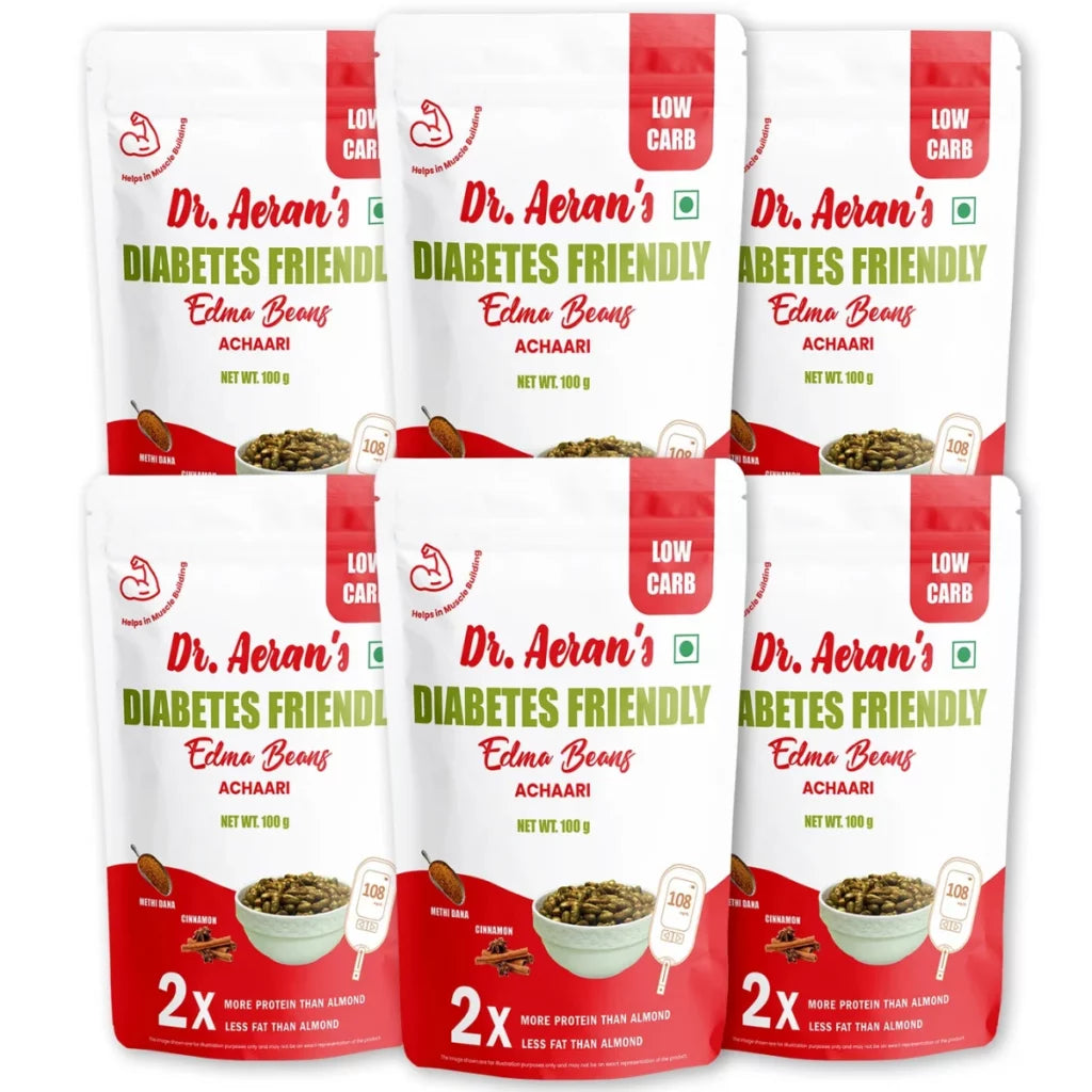 Dr. Aeran’s Diabetes Friendly Edamame Beans – Achaari (pack of 3 - 100gm each)