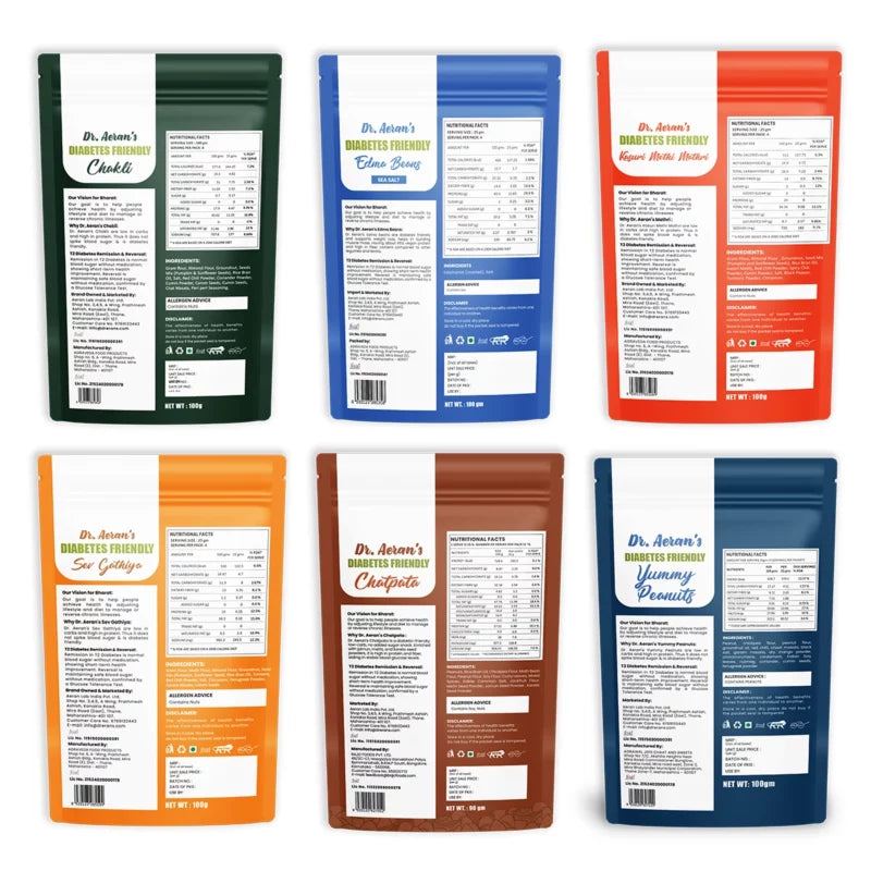 "Dr. Aeran’s Diabetes-Friendly Snacks Combo (Pack of 6 - 100gm each)