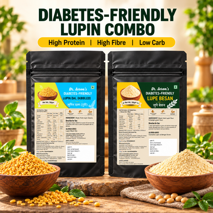 Dr. Aeran's Diabetes-Friendly Lupin Dal & Lupin Besan Combo | High Protein, High Fibre | 2 × 50 g