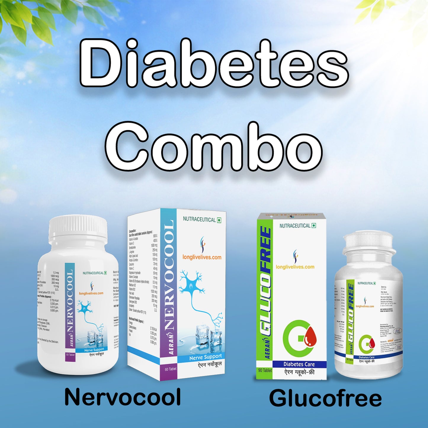 LongLiveLives Diabetes Combo – Blood Sugar & Nerve Health Support Pack