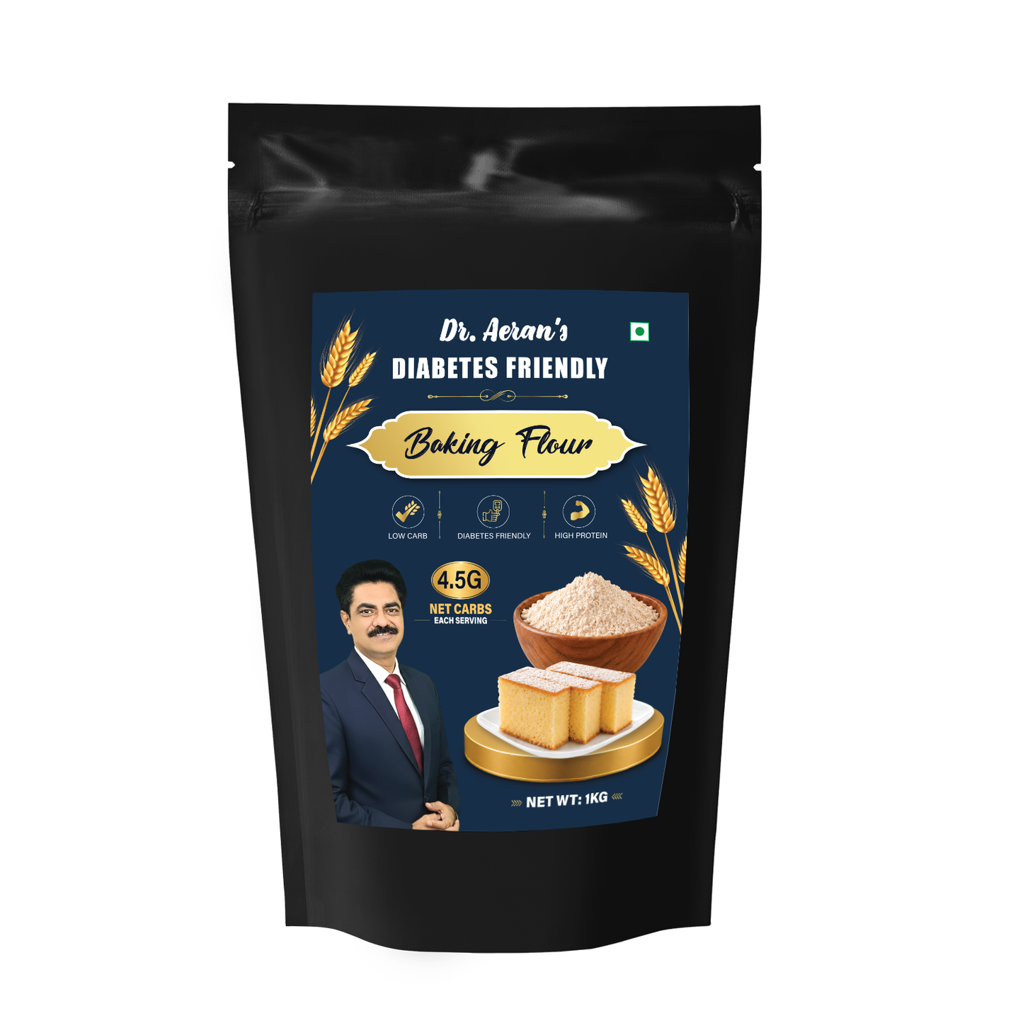 Dr. Aeran's Diabetes Friendly Baking Flour 1kg - Low Carb High Protein High Fibre Flour for Healthy Baking, Cakes, Bread and Cookies