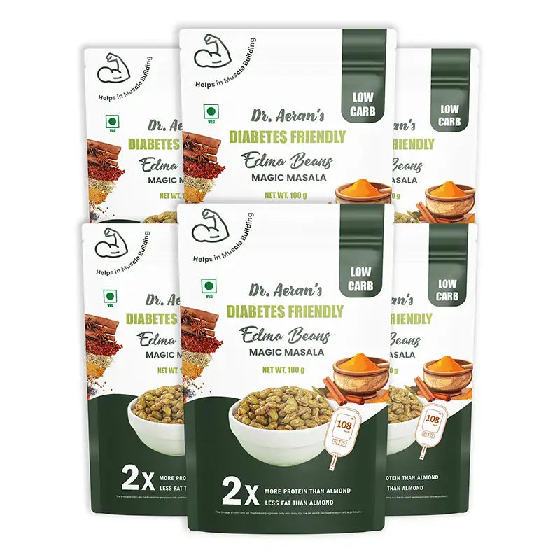 Dr. Aeran’s Diabetes Friendly Edma Beans Masala | Dried & Roasted Edamame(pack of 3 - 100gm each)