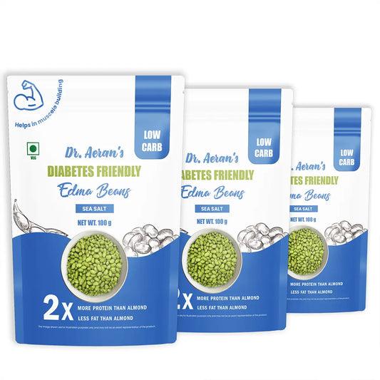 Dr. Aeran’s Diabetes-Friendly Salted Edamame Beans Sea Salt (pack of 3 - 100 g) Dried & Roasted |