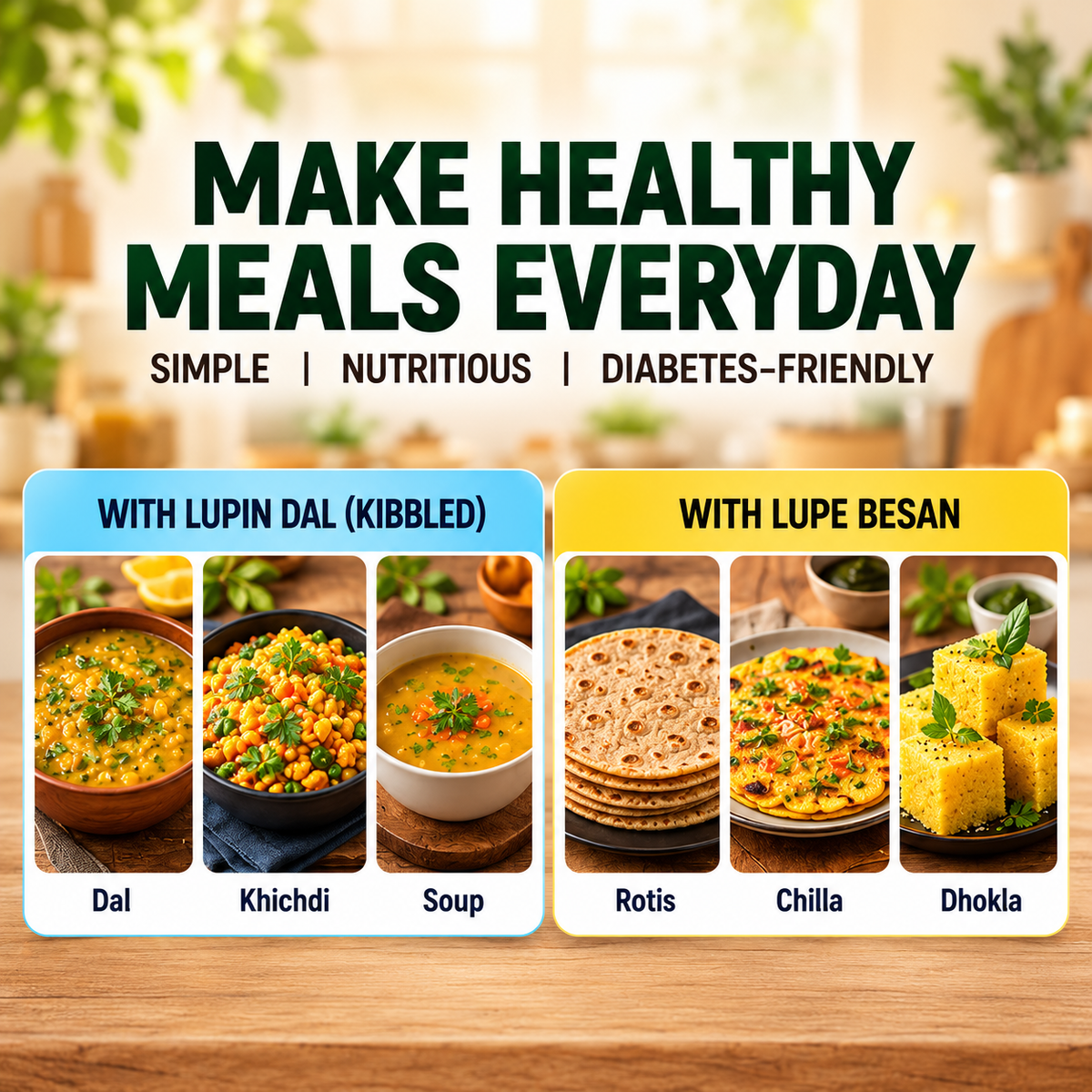 Dr. Aeran's Diabetes-Friendly Lupin Dal & Lupin Besan Combo | High Protein, High Fibre | 2 × 50 g