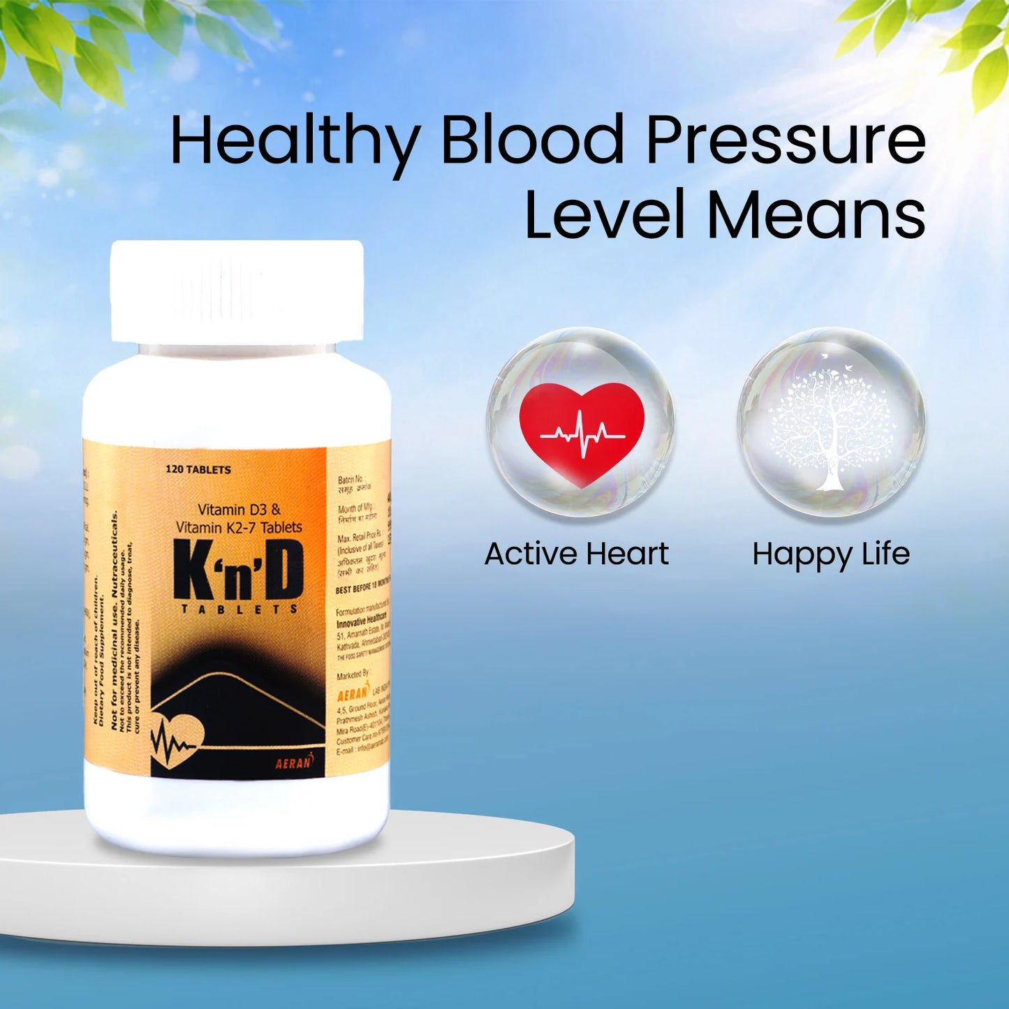 KND Tablets – Vitamin D3 & K2 Supplement for Bone & Heart Health