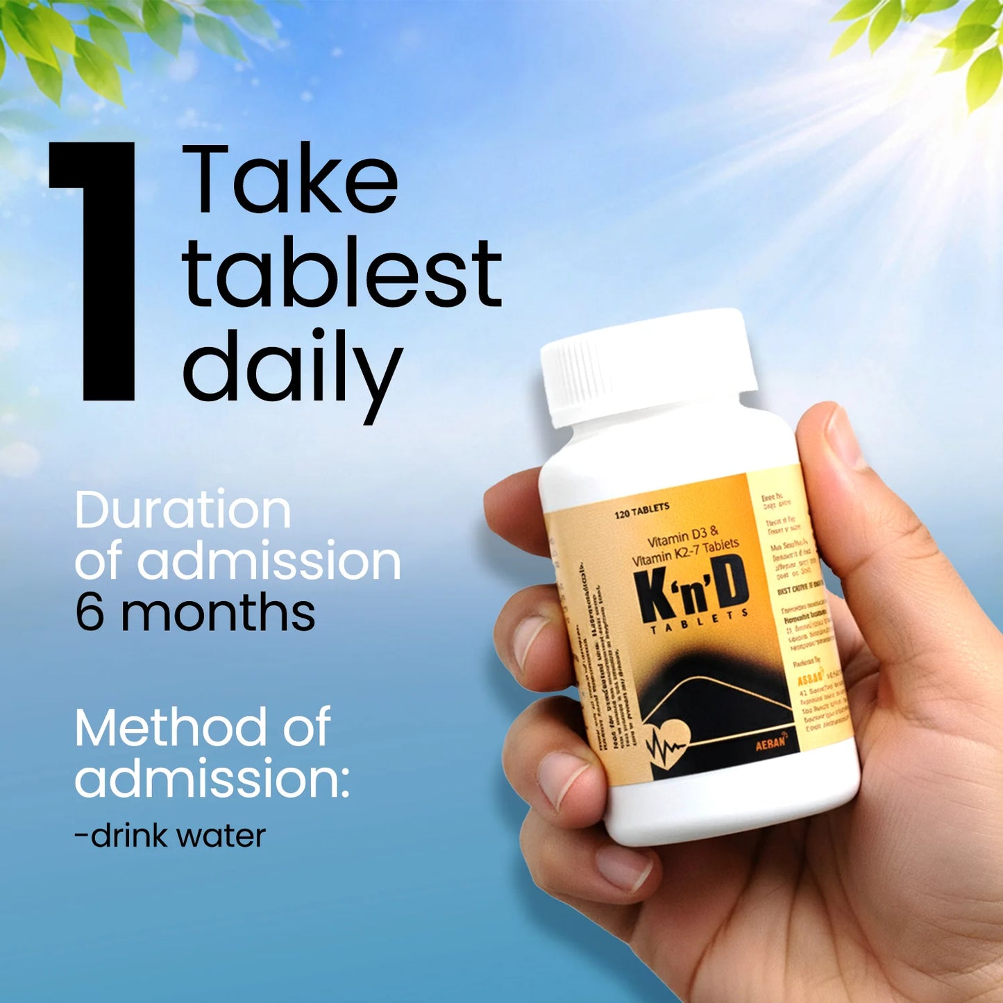 KND Tablets – Vitamin D3 & K2 Supplement for Bone & Heart Health