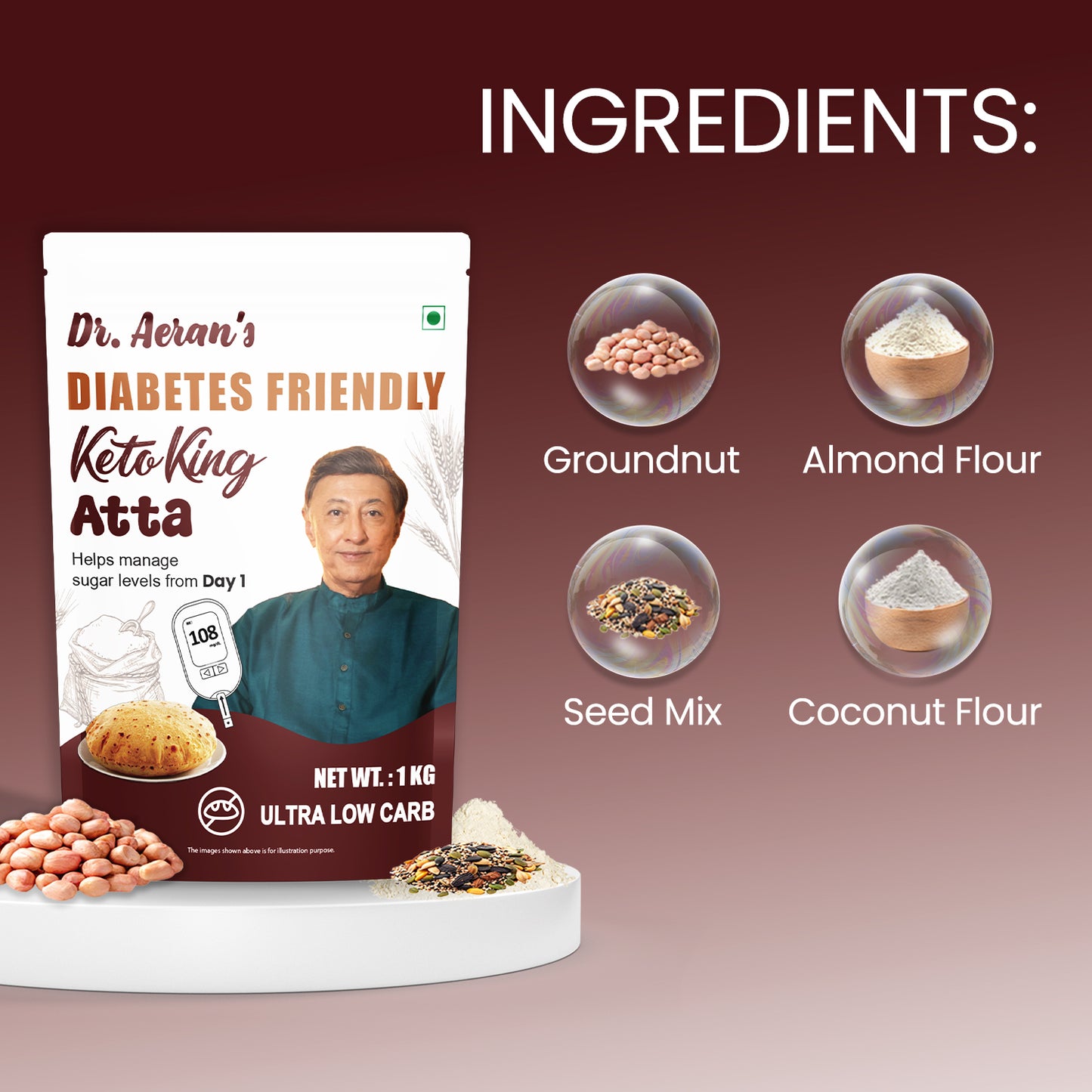 Low Carb Gluten Free Keto Atta for Diabetics