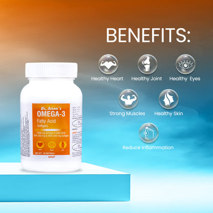 Omega-3 Softgels for Brain, Heart and Joint Health, (1000mg) Fish Oil, EPA (360mg) DHA (240mg), (2 Month Pack Of 60 Capsules)