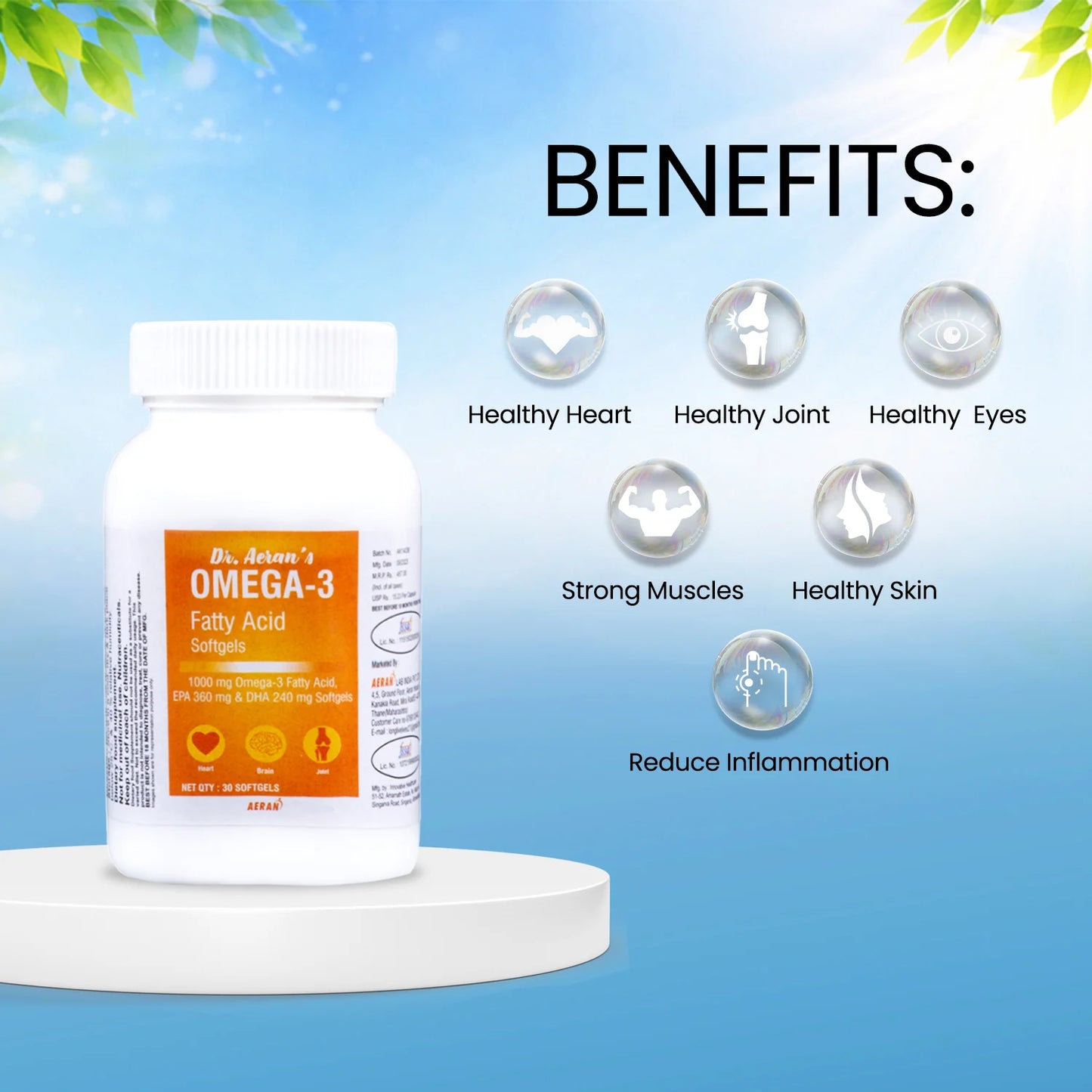 Omega-3 Fish Oil Capsules – Brain, Heart & Joint Health Support (60 Capsules)