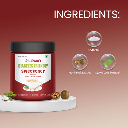 Diabetes Friendly Zero sugar | Monk Fruit Sweetener | 1:1 Sugar replacer | Zero Calories – Zero Carb Keto Friendly