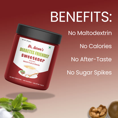 Diabetes Friendly Zero sugar | Monk Fruit Sweetener | 1:1 Sugar replacer | Zero Calories – Zero Carb Keto Friendly