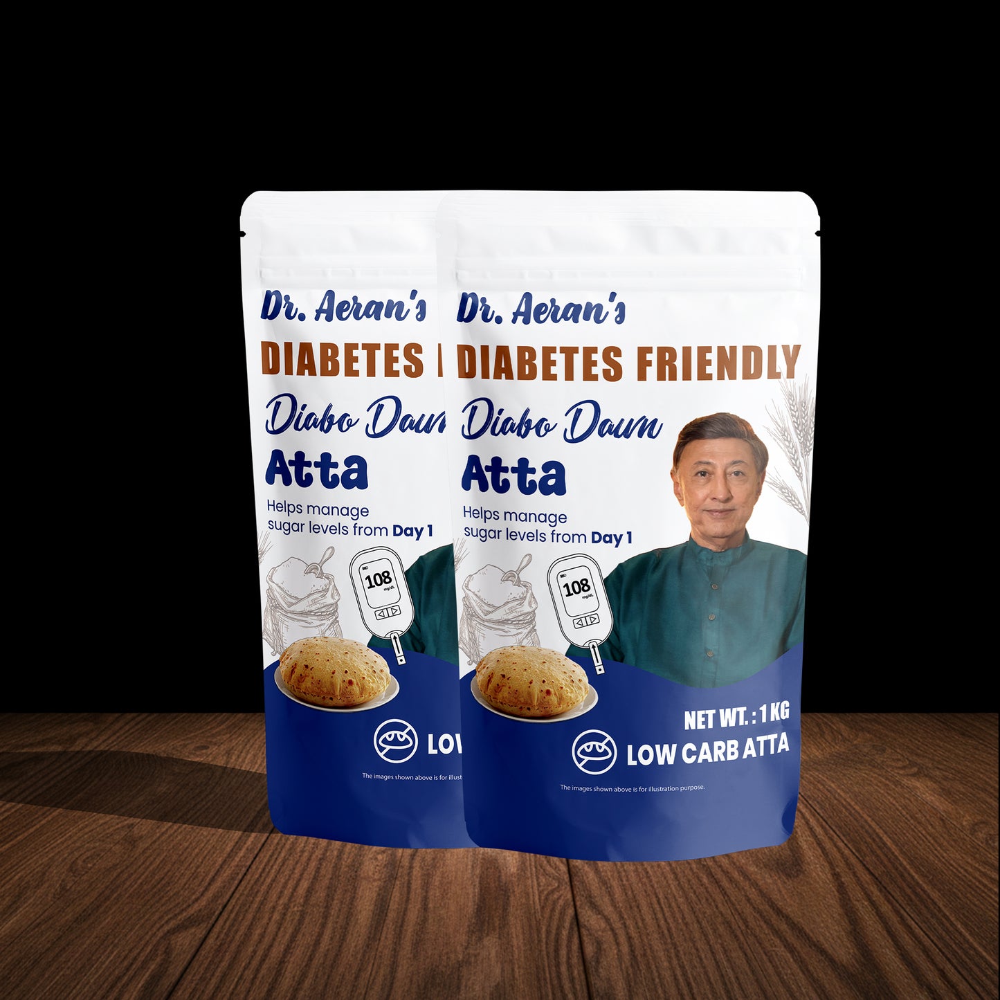 Dr. Aeran’s Diabo Dawn Atta | Low Carb High Fibre Atta | High Protein Flour | No Added Sugar | Suitable for Controlled Carbohydrate Diet