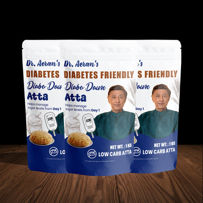 Dr. Aeran’s Diabo Dawn Atta | Low Carb High Fibre Atta | High Protein Flour | No Added Sugar | Suitable for Controlled Carbohydrate Diet