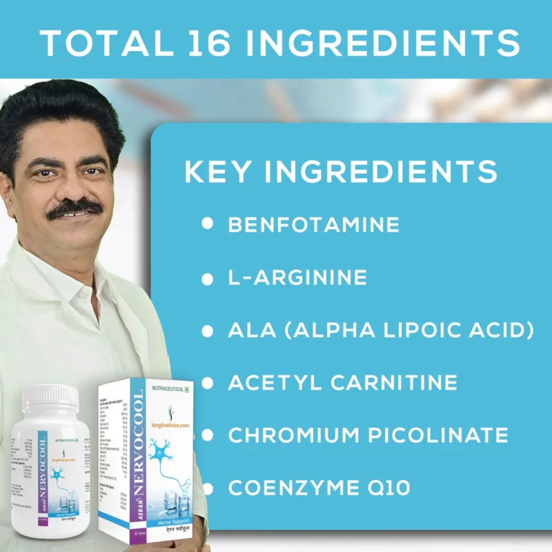 Longlivelives Nervocool | Neuropathy Relief : To reduce tingling and numbness of foot | For Diabetic peripheral neuropathy | Nutritional supplements