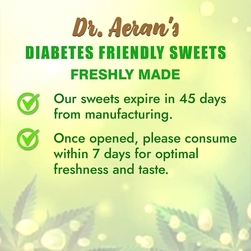 Dr. Aeran’s Diabetes Friendly Sweets Assorted Bites | Almond Mewa Barfi, Kaju Katli & Coffee Walnut Fudge ) (250gm pack)