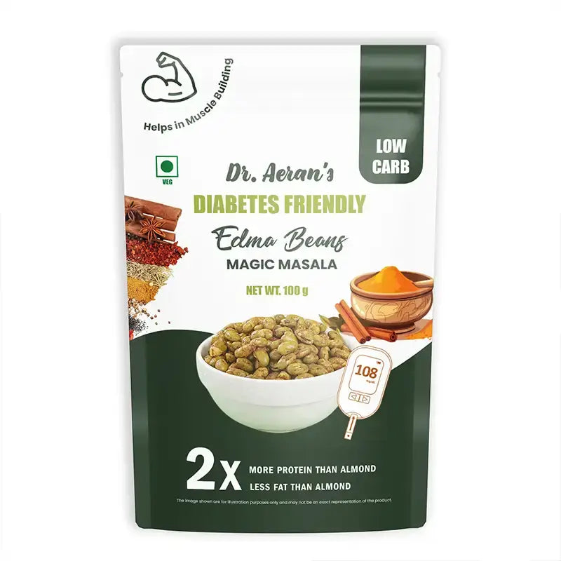 Dr. Aeran’s Diabetes Friendly Edma Beans Masala | Dried & Roasted Edamame(pack of 3 - 100gm each)
