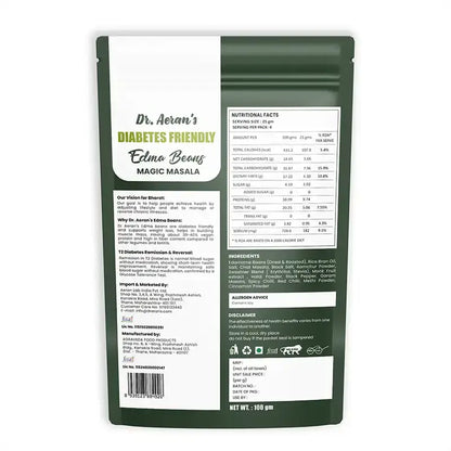 Dr. Aeran’s Diabetes Friendly Edma Beans Masala | Dried & Roasted Edamame(pack of 3 - 100gm each)