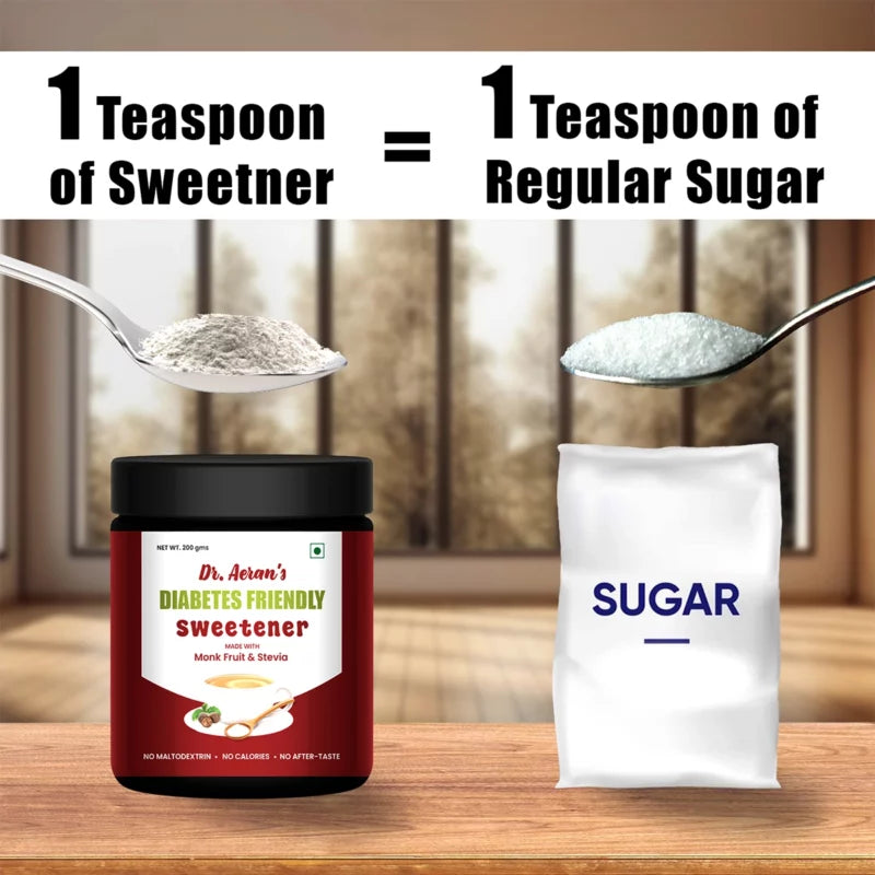 Diabetes Friendly Zero sugar | Monk Fruit Sweetener | 1:1 Sugar replacer | Zero Calories – Zero Carb Keto Friendly