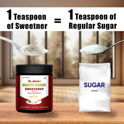 Diabetes Friendly Zero sugar | Monk Fruit Sweetener | 1:1 Sugar replacer | Zero Calories – Zero Carb Keto Friendly