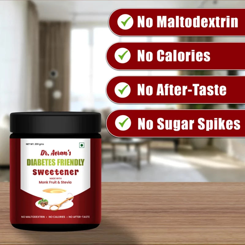 Diabetes Friendly Zero sugar | Monk Fruit Sweetener | 1:1 Sugar replacer | Zero Calories – Zero Carb Keto Friendly