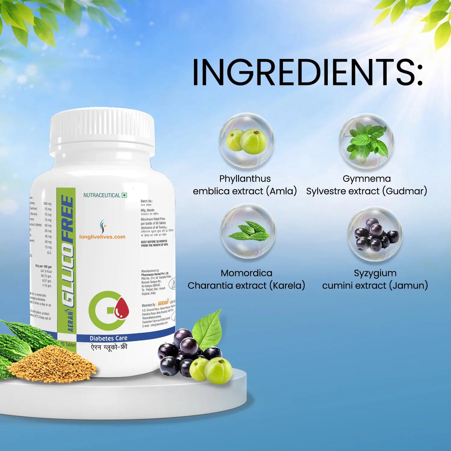 LongLiveLives Glucofree – Ayurvedic Blood Sugar Support with Amla, Jamun, Karela & Methi