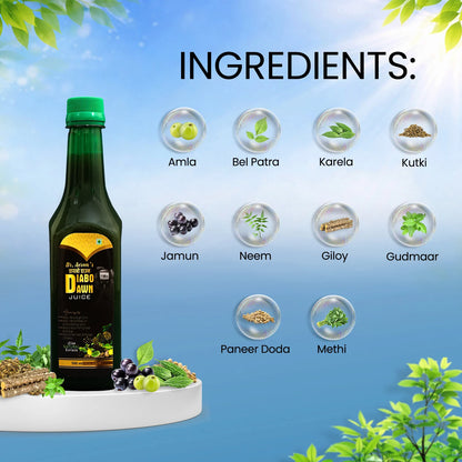 Dr. Aeran’s Diabo Dawn Juice – Ayurvedic Diabetes Care with Amla, Jamun & Karela (Pack of 3)