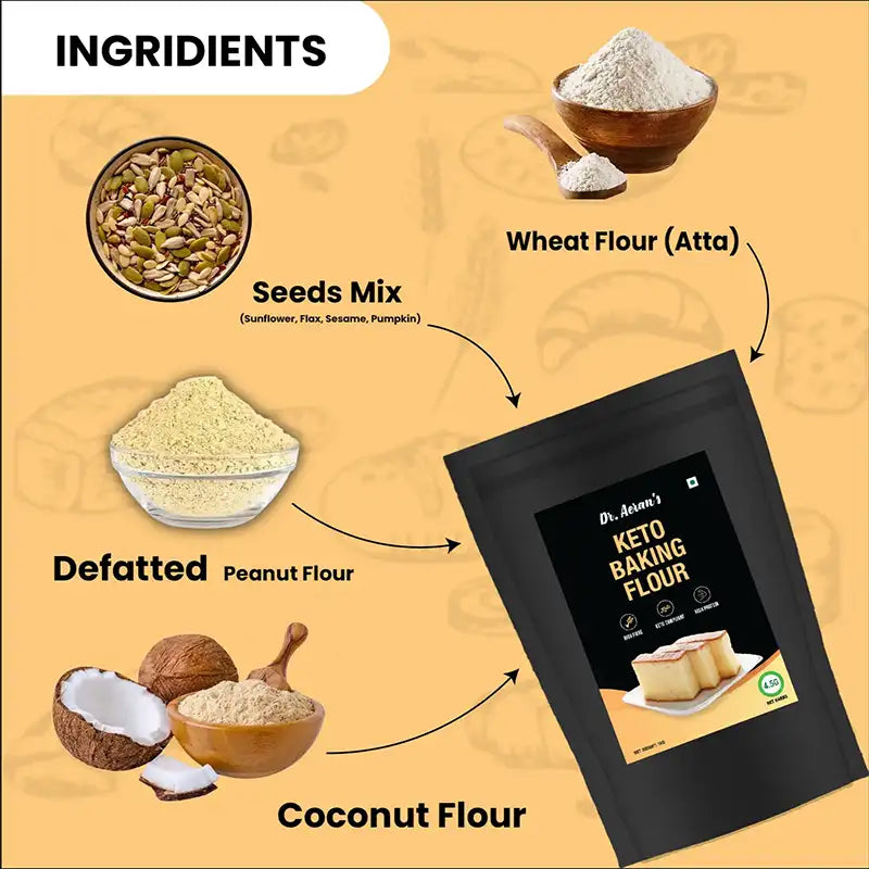 Diabetes-Friendly Keto Baking Flour (1 KG) | Perfect for Keto Cakes, Bread, &amp; Desserts | High Fiber, High Protein | Enjoy Guilt-Free Indulgence product data