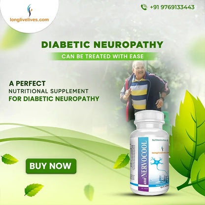 Longlivelives Nervocool | Neuropathy Relief : To reduce tingling and numbness of foot | For Diabetic peripheral neuropathy | Nutritional supplements
