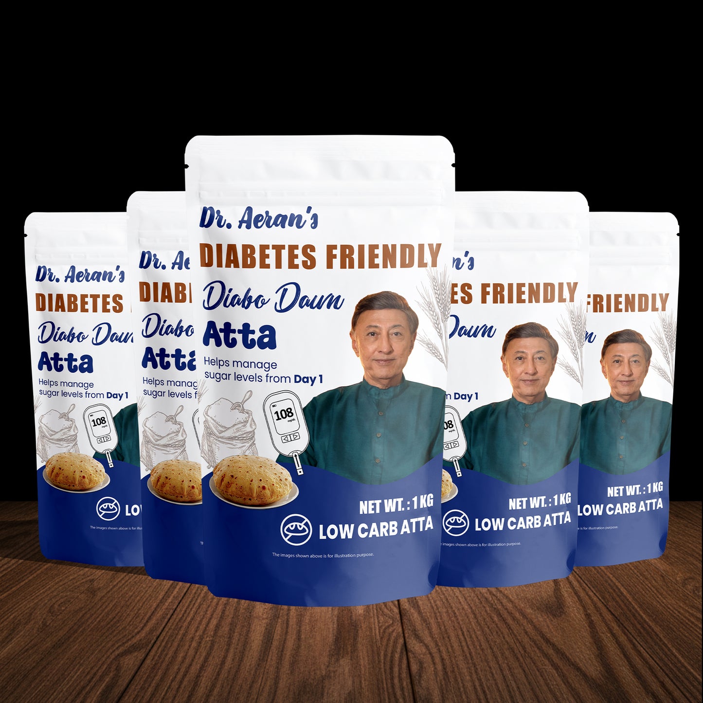 Dr. Aeran’s Diabo Dawn Atta | Low Carb High Fibre Atta | High Protein Flour | No Added Sugar | Suitable for Controlled Carbohydrate Diet